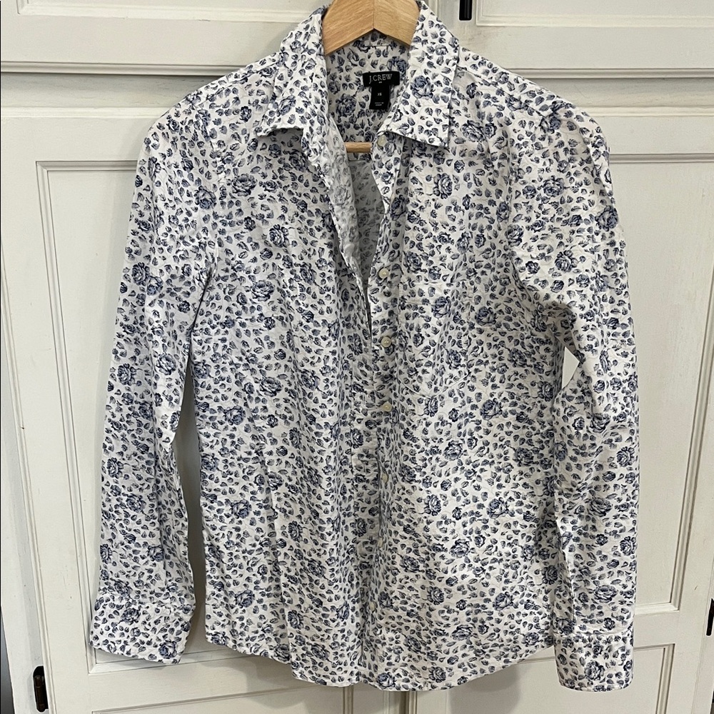J. Crew Blue Floral Women’s Button Down Shirt